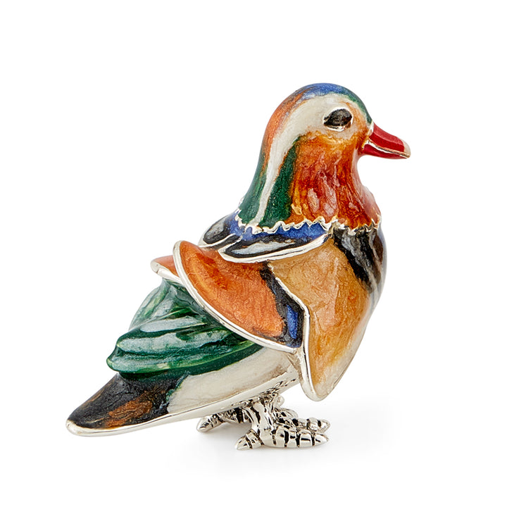 Saturno Silver & Enamelled Mandarin Duck Family
