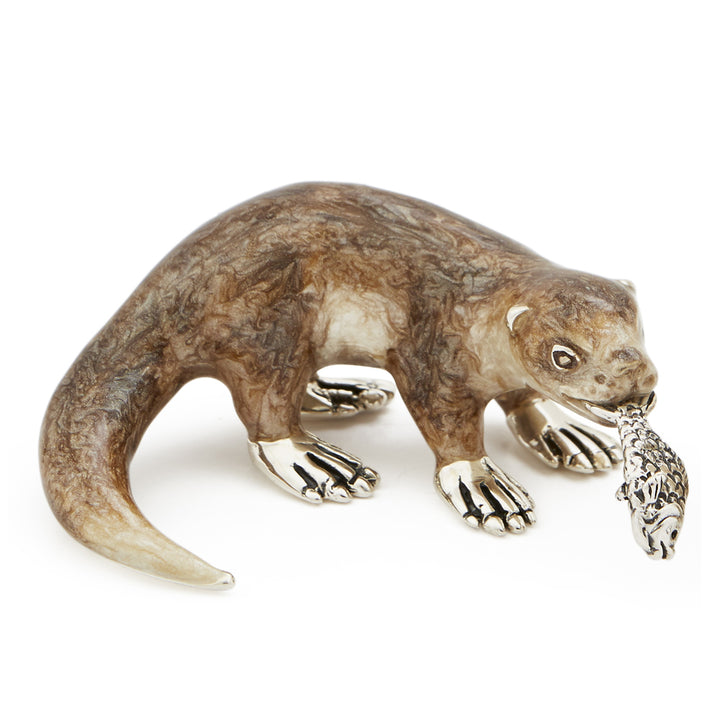 Saturno Silver & Enamelled Otter Couple