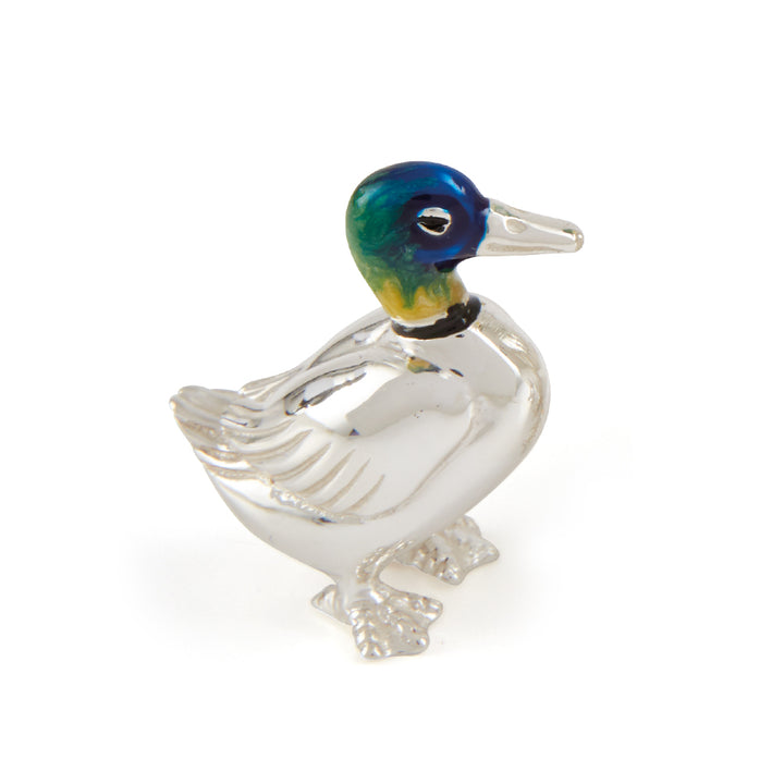 Saturno Silver & Enamelled Standing Duck Family