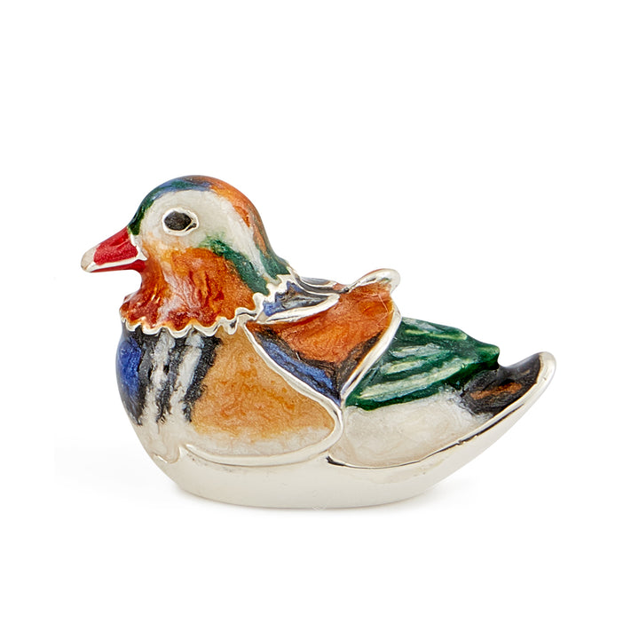 Saturno Silver & Enamelled Mandarin Duck Family