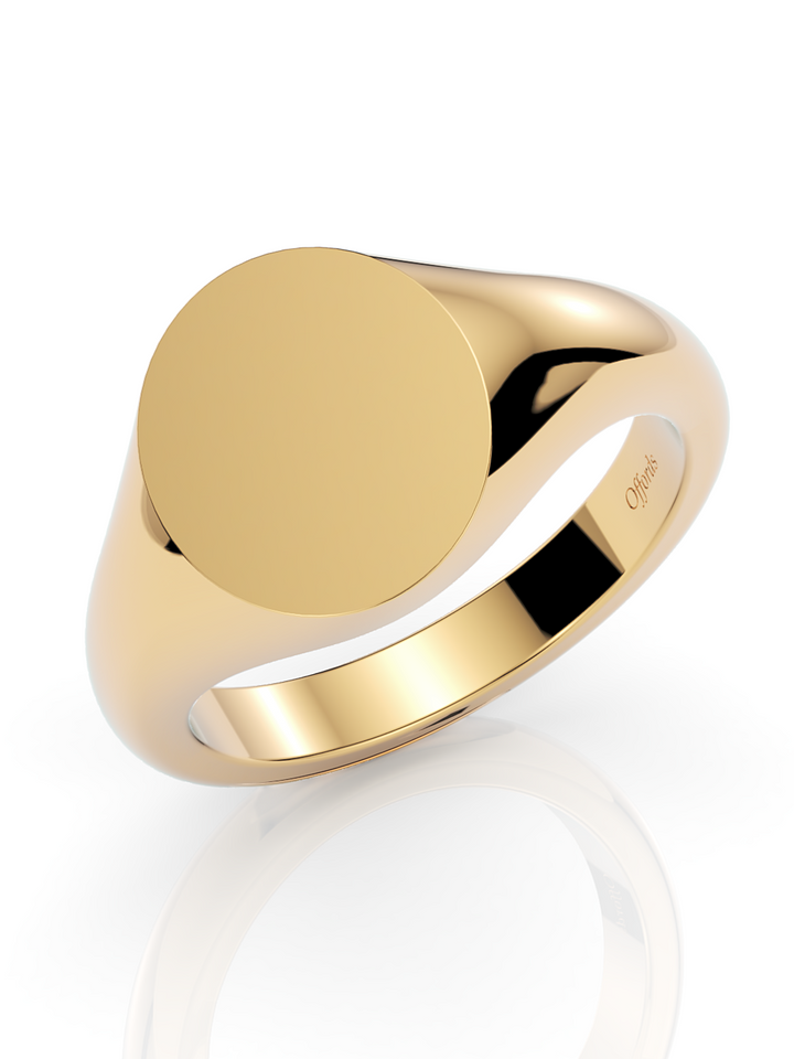 18ct yellow gold 14x12mm oval signet ring