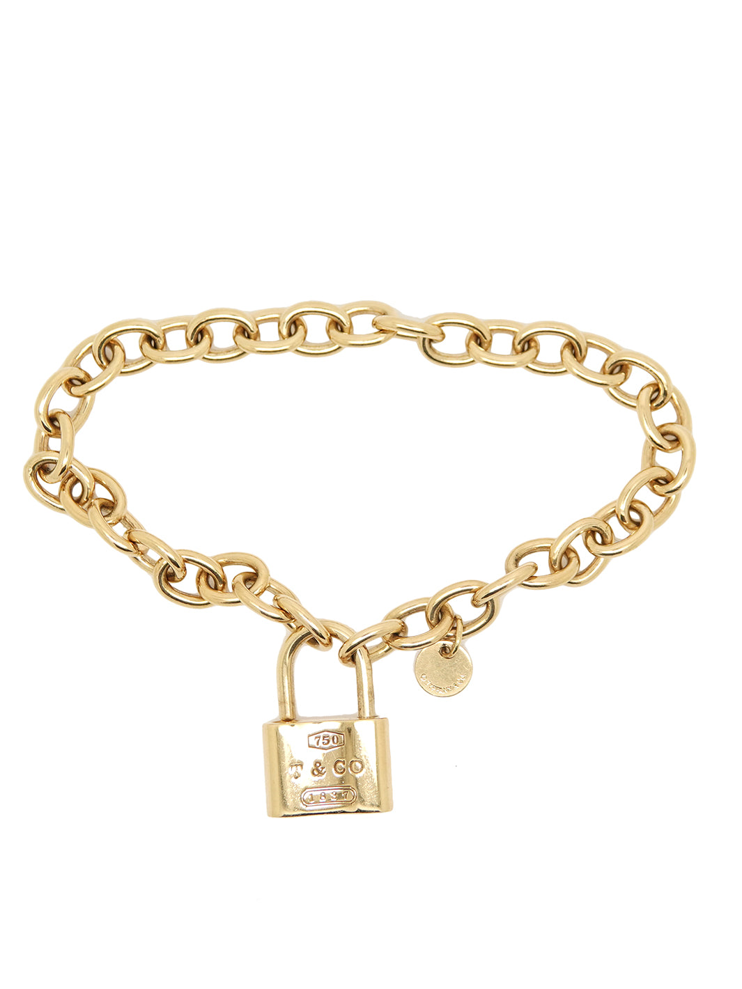 Pre-owned 18ct Yellow Gold Tiffany Link Bracelet with T&Co Padlock