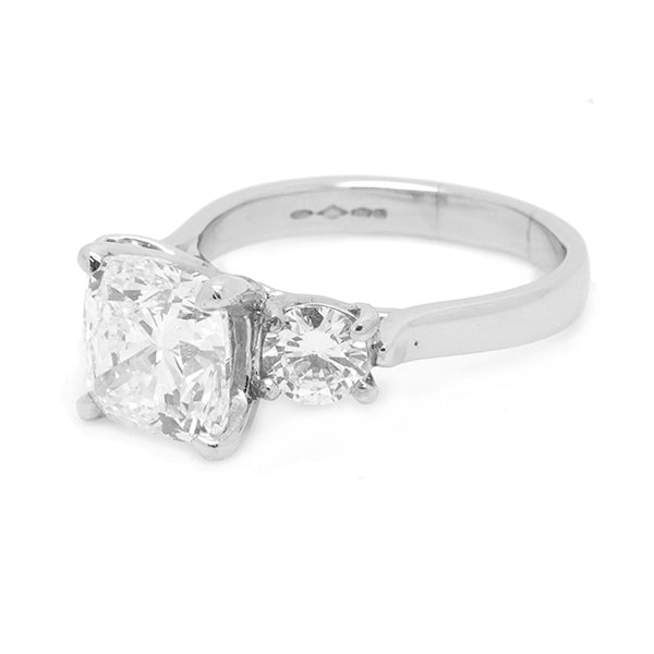 Pre-owned Platinum 3ct+ Diamond Three Stone Ring