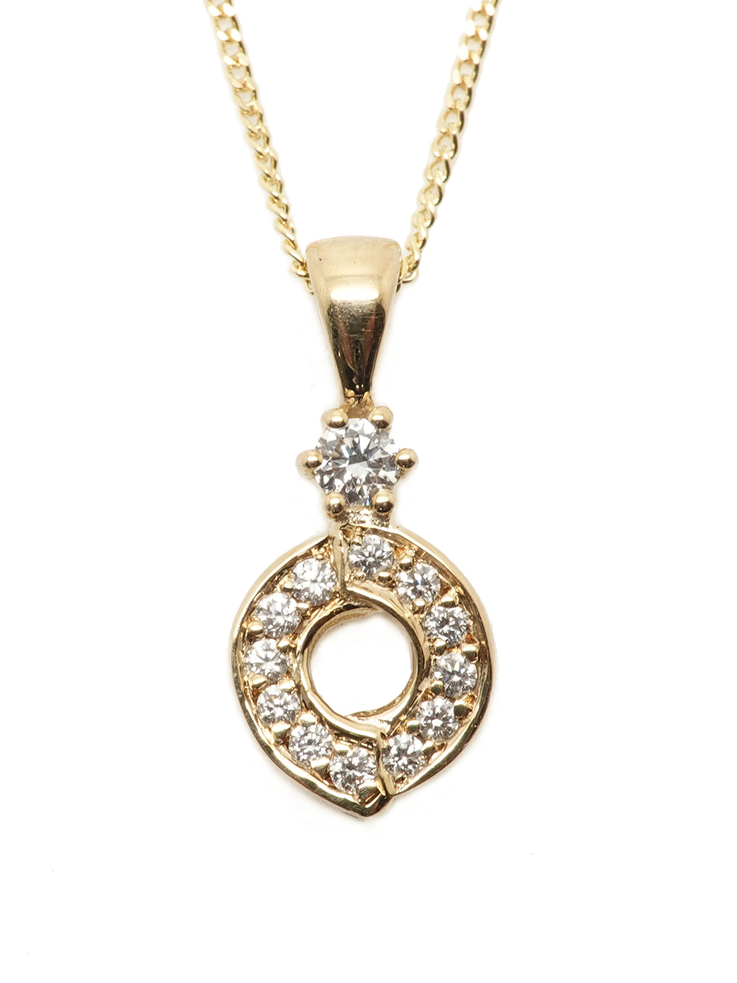 9ct circle design diamond set pendant on chain