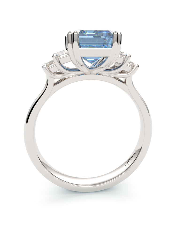 Platinum aquamarine & diamond five stone ring