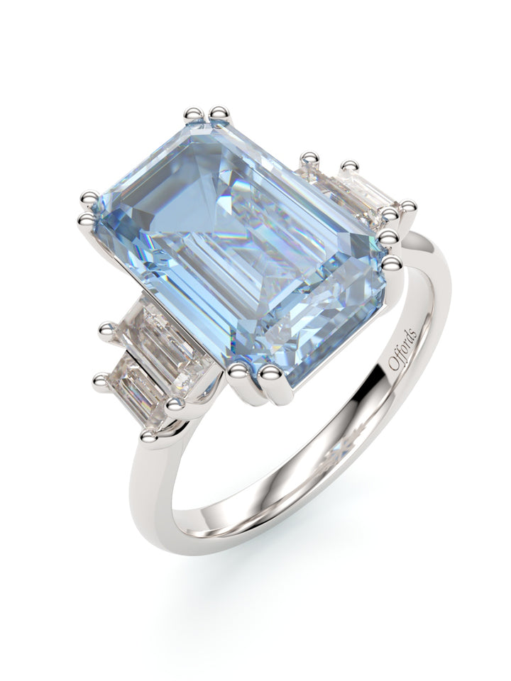 Platinum aquamarine & diamond five stone ring
