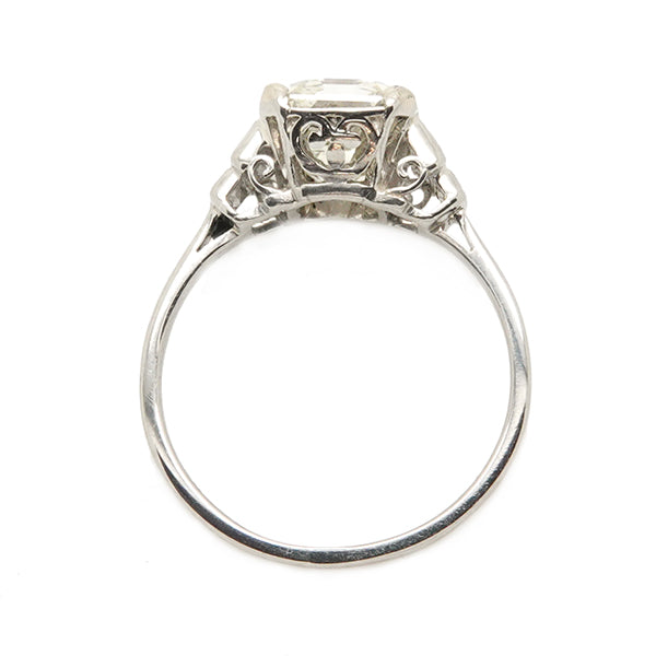 Pre-owned platinum 3ct emerald cut diamond ring