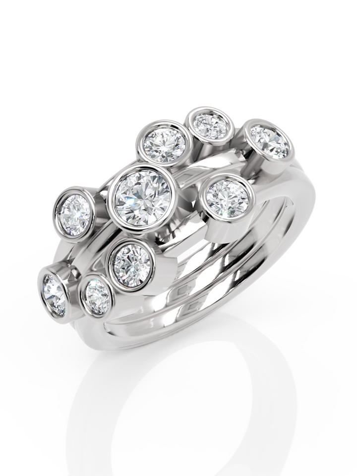 Platinum diamond bubble cluster ring