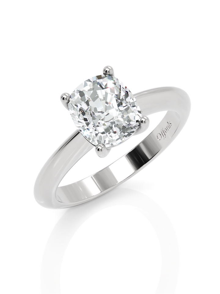 Handmade, platinum, 1.75ct cushion cut diamond solitaire ring
