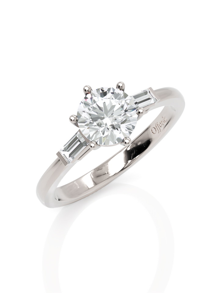 Platinum brilliant & baguette cut diamond ring