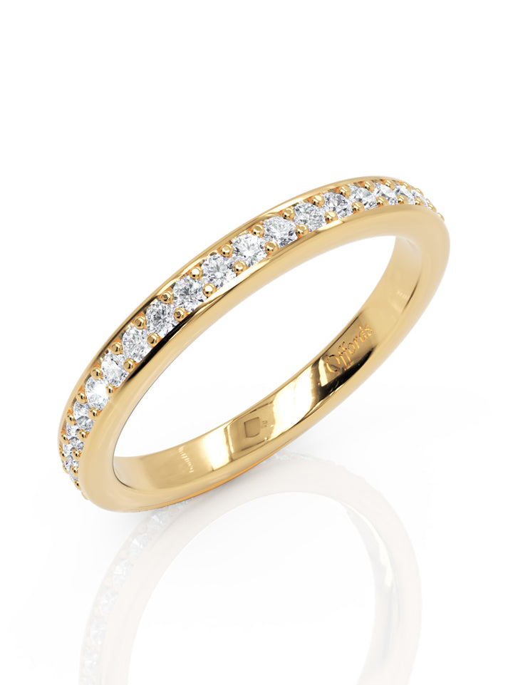 18ct yellow gold fully diamond set wedding band
