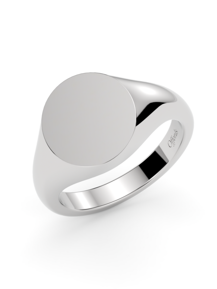 9ct white gold 11x10mm oval head signet ring