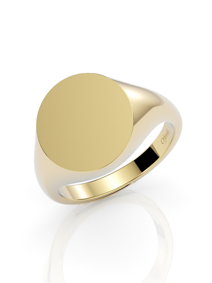 9ct yellow gold 14x13mm oval signet ring