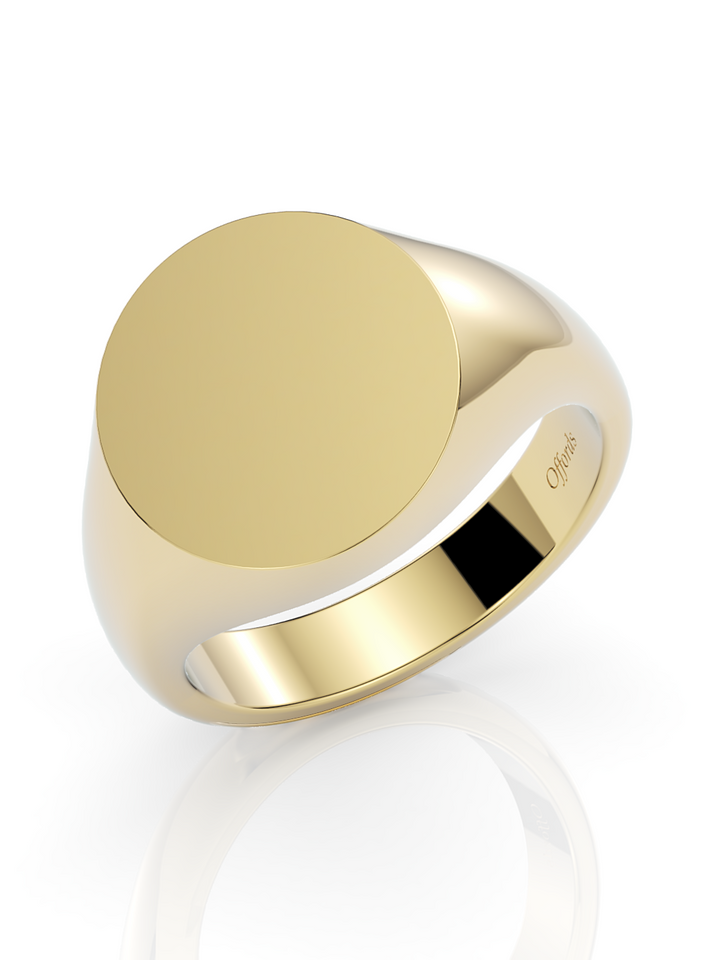 9ct yellow gold 14x13mm oval signet ring