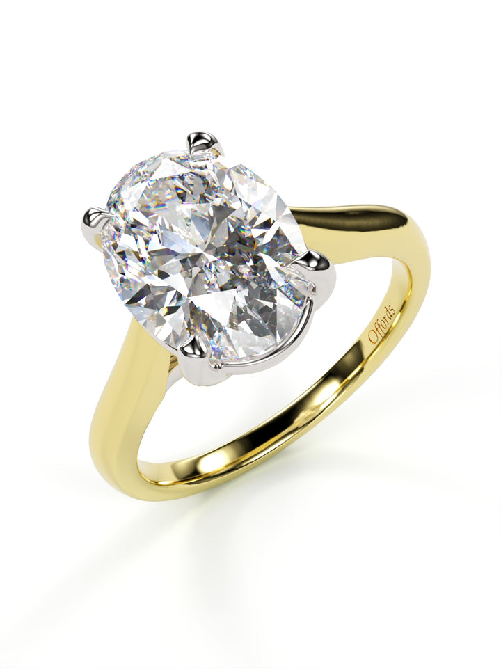 18ct yellow gold & platinum Laboratory Grown 1.51ct oval cut diamond solitaire ring