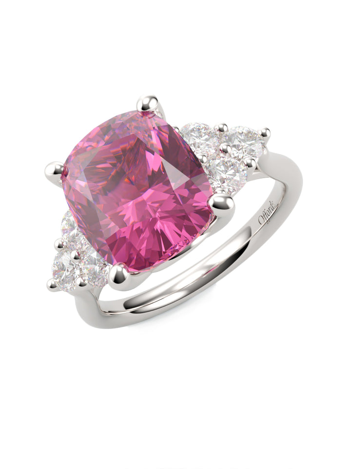 Platinum Pink Spinel & Diamond multi-stone ring