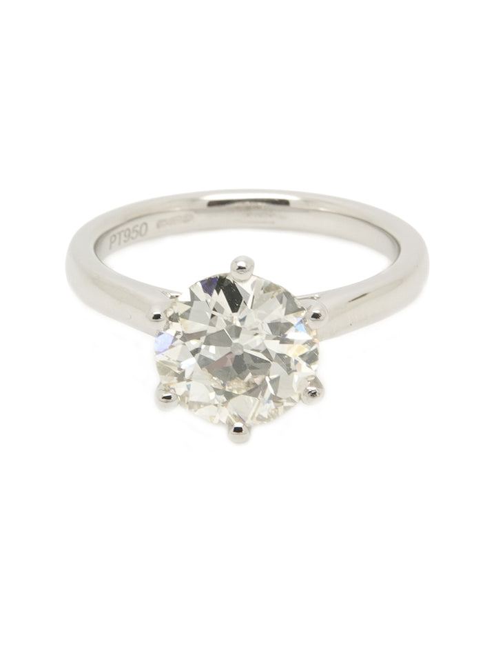 Pre-owned Platinum 2.09ct Old European Cut Diamond Solitaire Ring