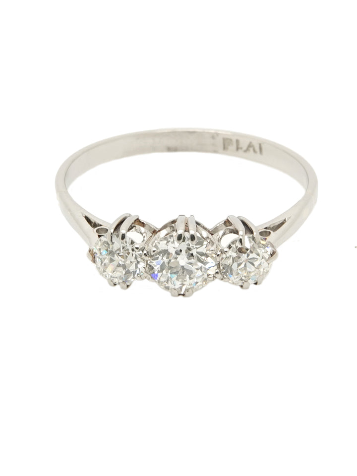 Pre-owned Platinum Claw Set Diamond Three Stone Ring