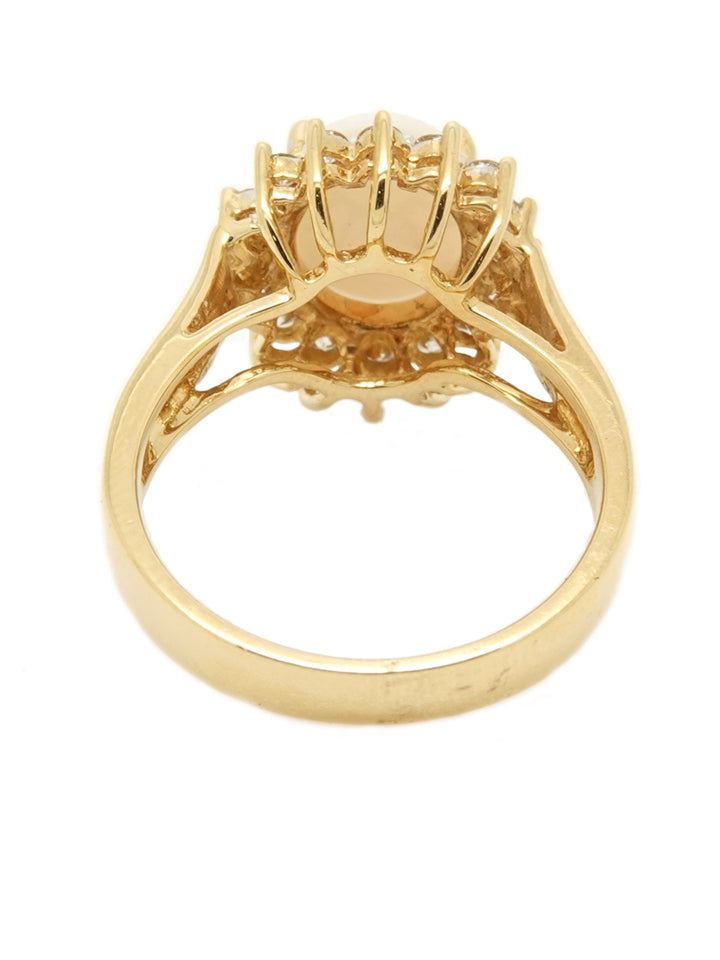 Pre-owned 18ct yellow gold opal and diamond cluster ring