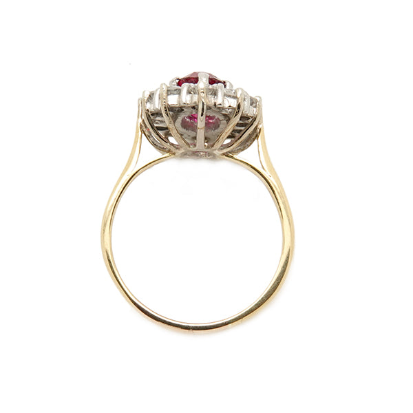 Pre-owned Ruby & Diamond Oval Cluster Ring