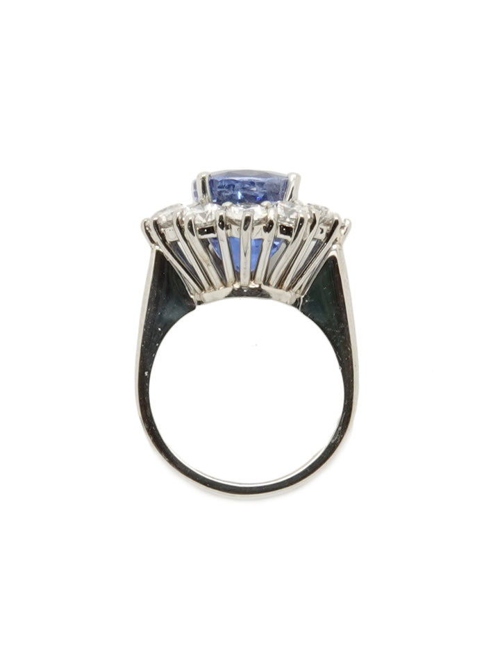 Pre-owned bespoke platinum sapphire & diamond cluster ring