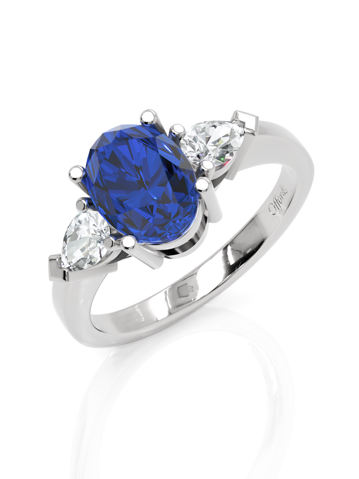 Platinum Sapphire & Diamond three stone ring