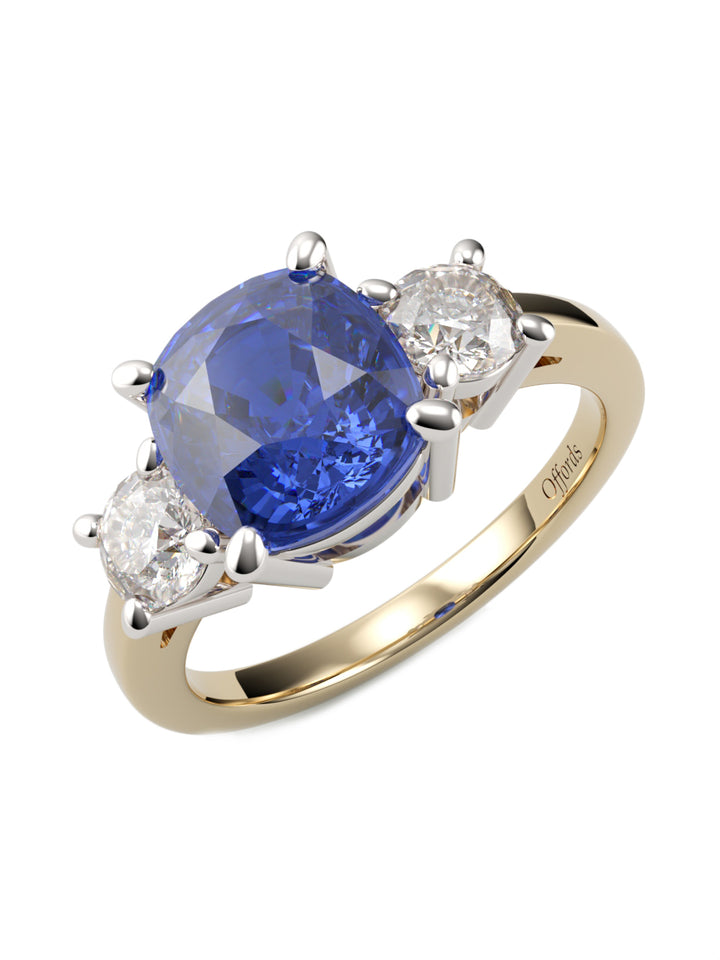 18ct & platinum sapphire & diamond three stone ring