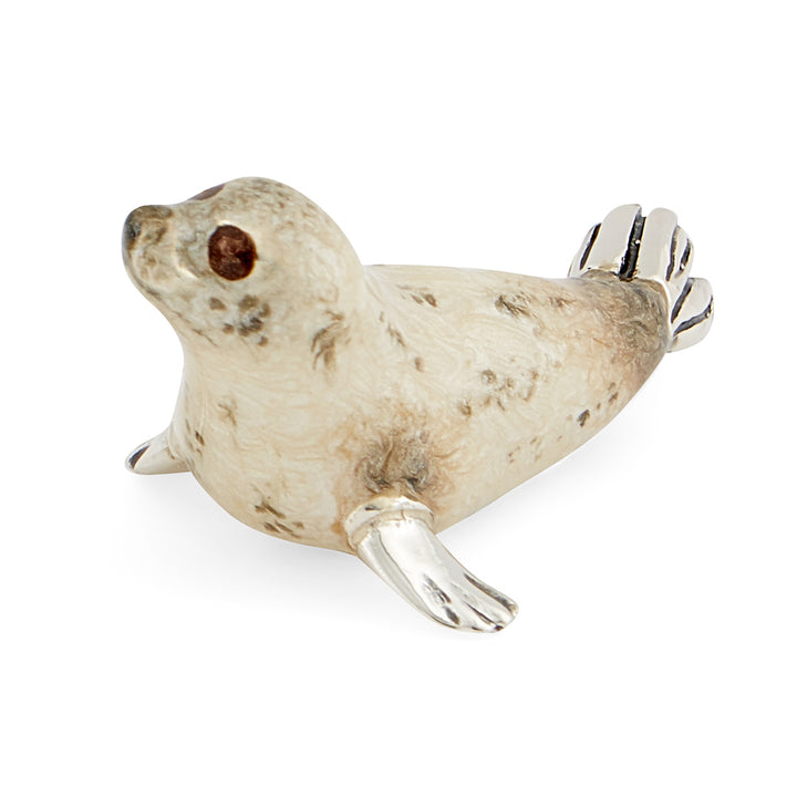 Saturno Silver & Enamelled White Seal Couple