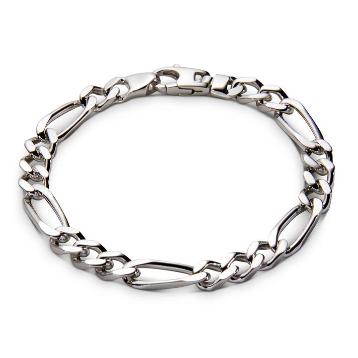 Saturno Silver Figaro Chain Bracelet