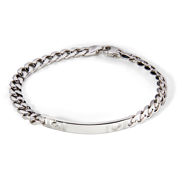 Saturno Silver Groumette I.D. Screw Bracelet