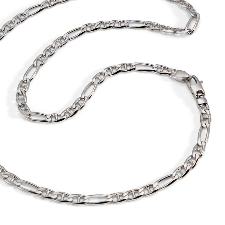 Saturno Silver Anchor Figaro Necklace