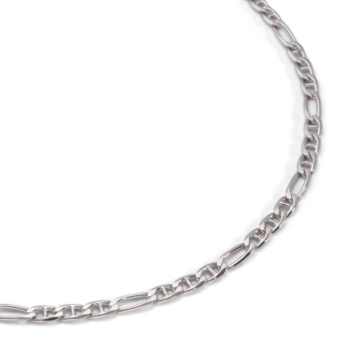 Saturno Silver Anchor Figaro Necklace