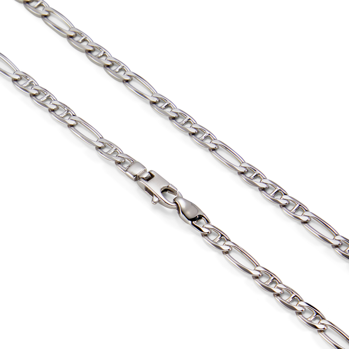 Saturno Silver Anchor Figaro Necklace