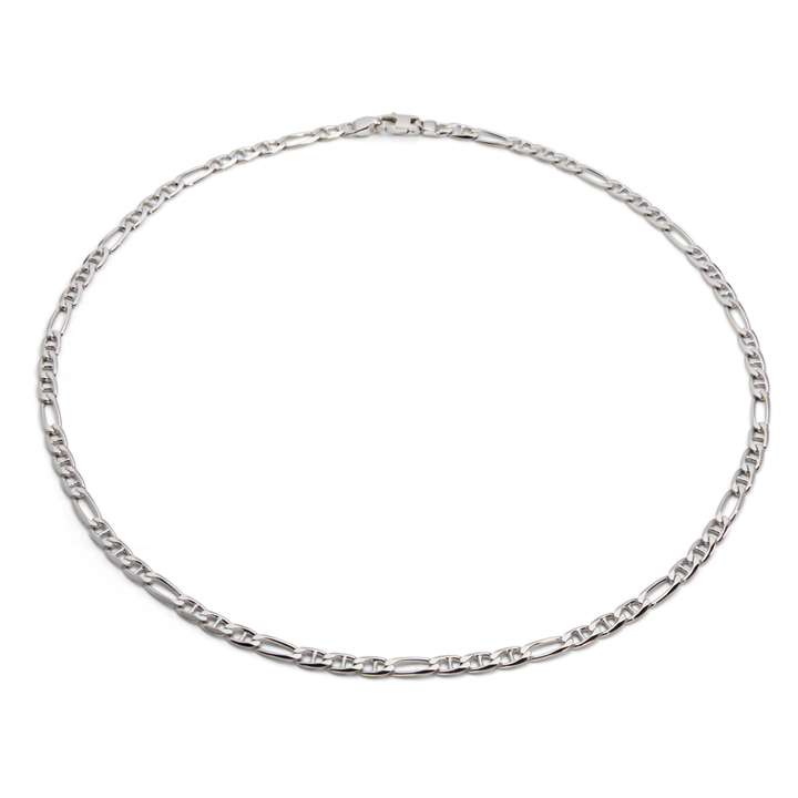 Saturno Silver Anchor Figaro Necklace