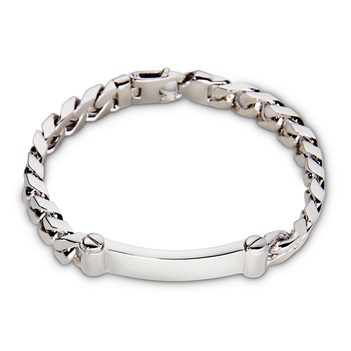 Saturno Silver Groumette Pinned I.D. Bracelet (8mm)