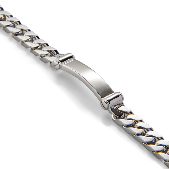 Saturno Silver Groumette Pinned I.D. Bracelet (8mm)