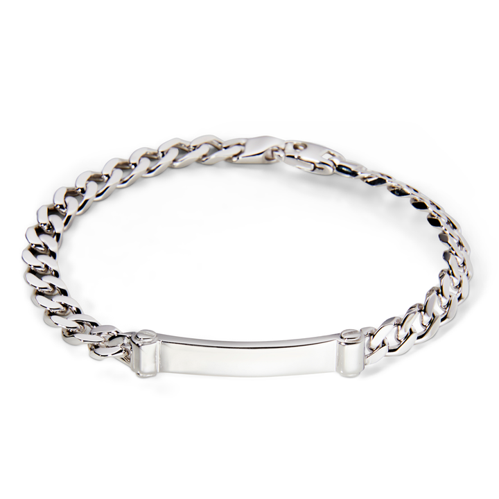 Saturno Silver Groumette Pinned I.D. Bracelet (6mm)