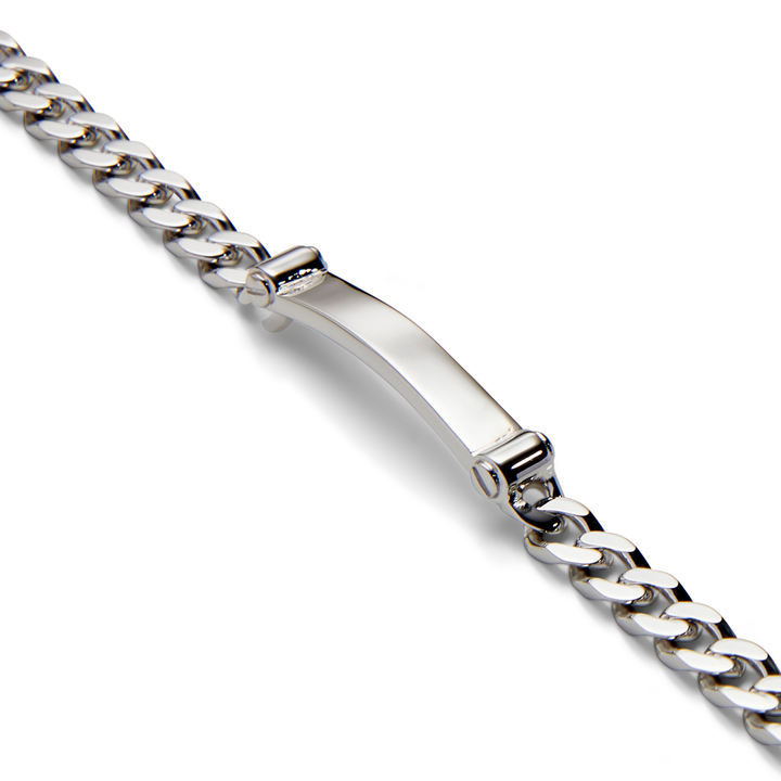Saturno Silver Groumette Pinned I.D. Bracelet (6mm)
