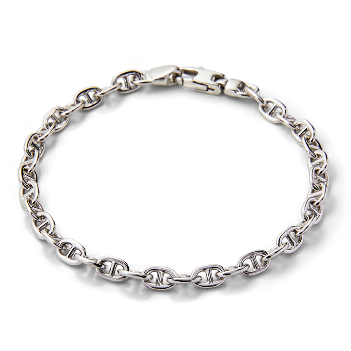 Saturno Silver Rolo X-Bar Bracelet
