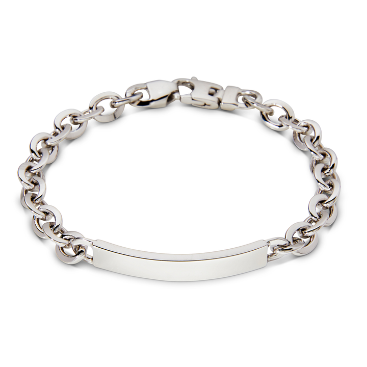 Saturno Silver Rolo I.D. Bracelet (7mm)