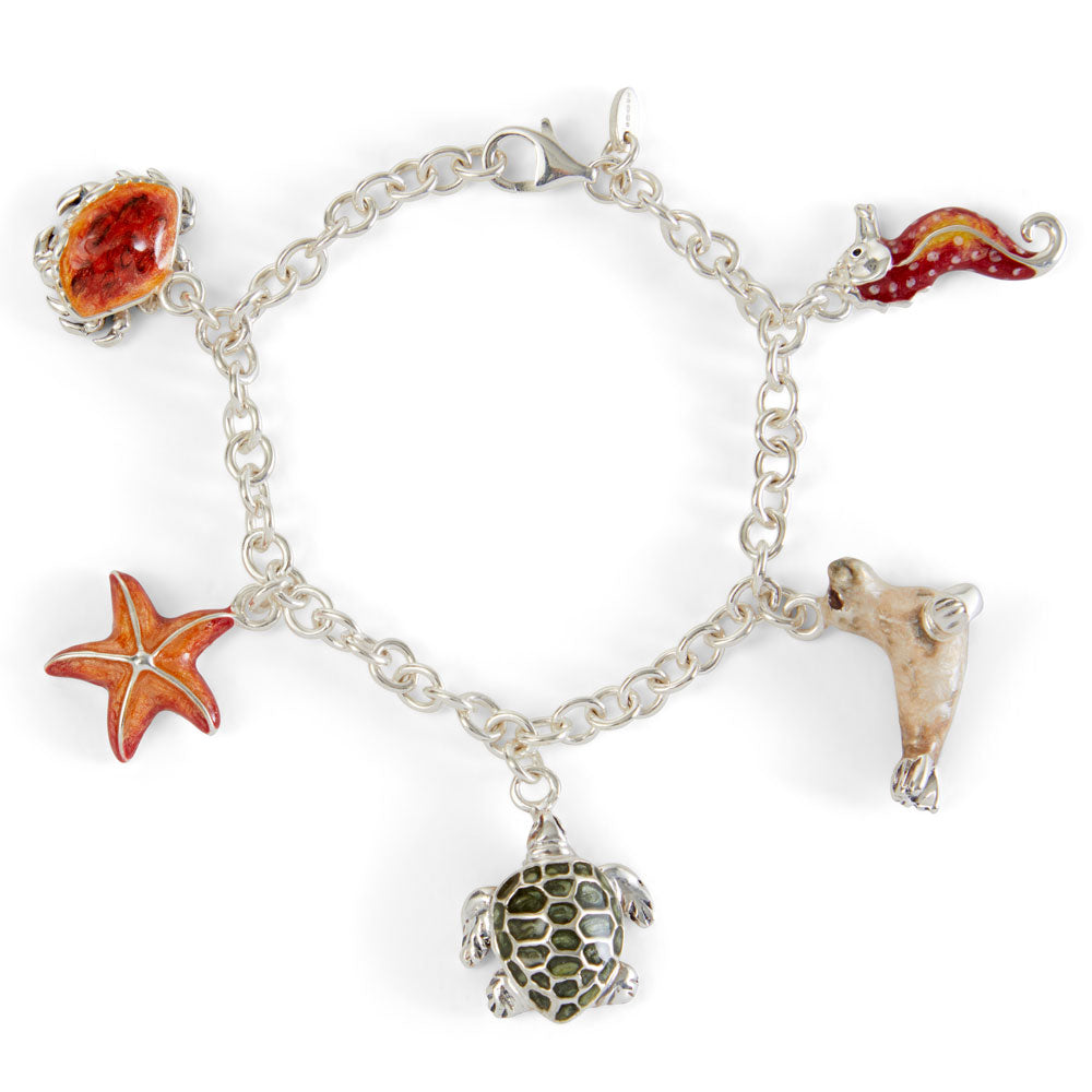 Saturno Silver & Enamelled Marine Bracelet