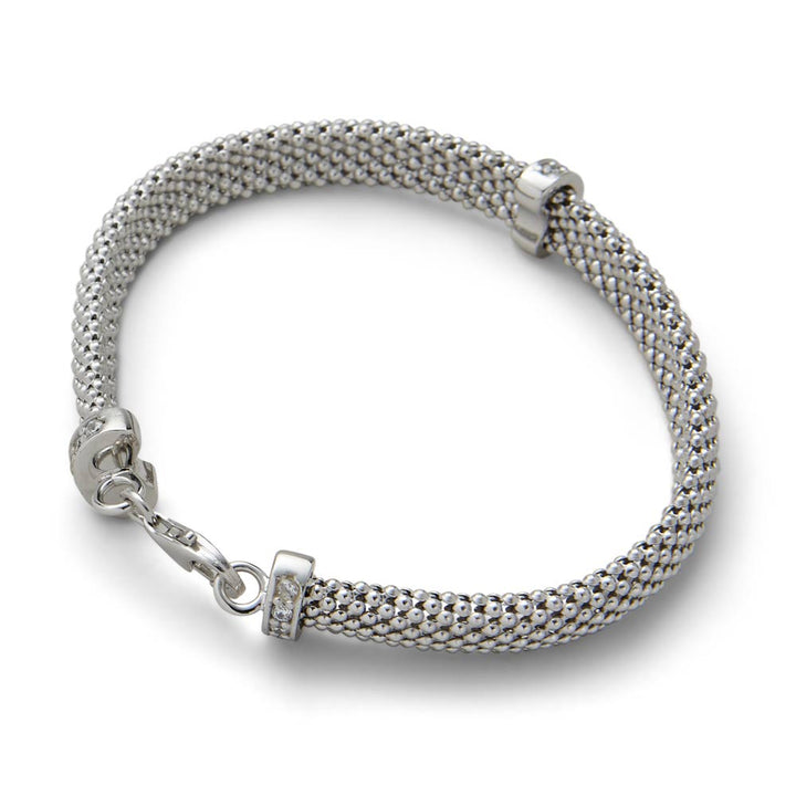 Saturno Silver Popcorn Bracelet with Cubic Zirconia (8mm)