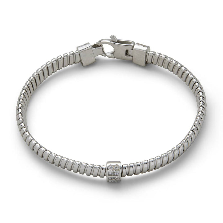 Saturno Silver Tubogas Bracelet with Cubic Zirconia