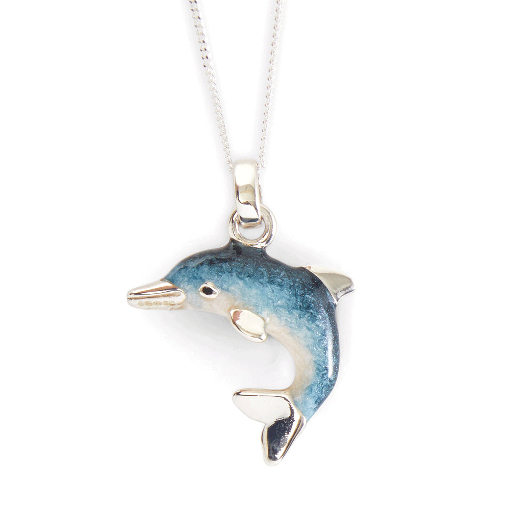 Saturno Silver & Enamelled Dolphin Pendant