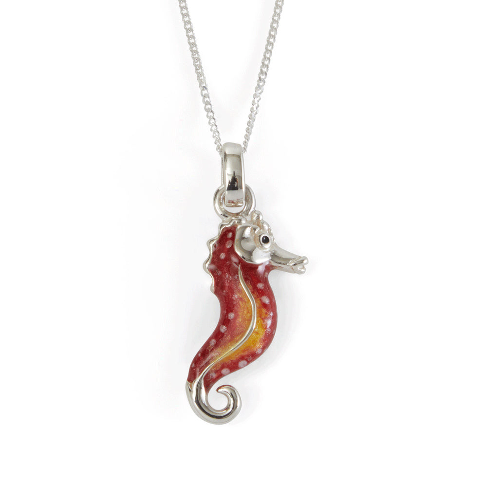 Saturno Silver & Enamelled Seahorse Pendant