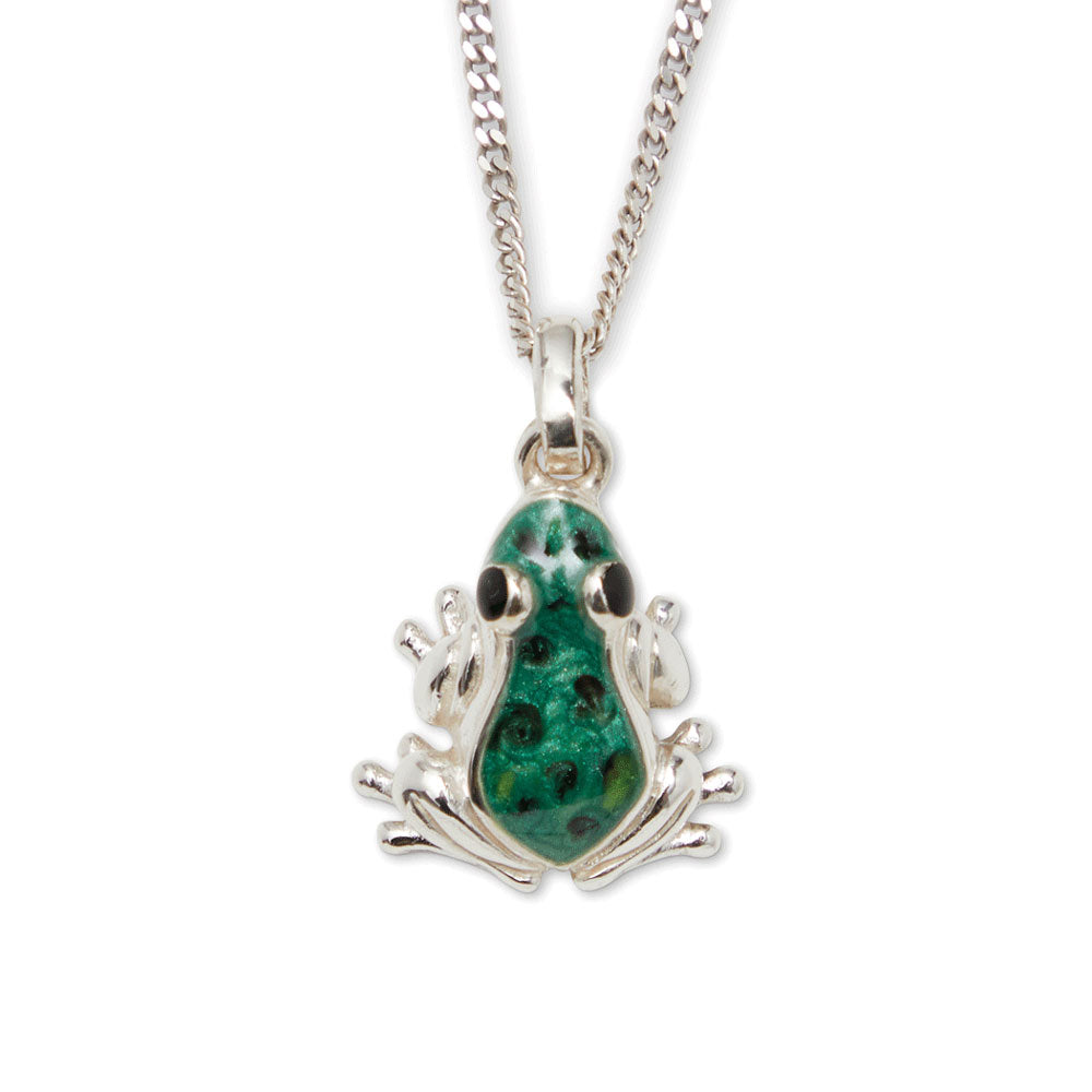 Saturno Silver & Enamelled Frog Pendant