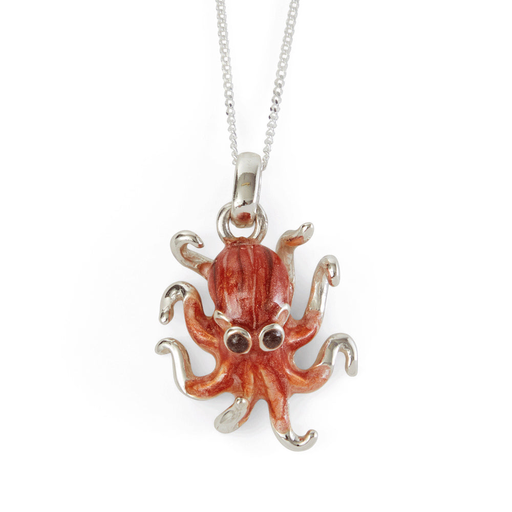 Saturno Silver & Enamelled Octopus Pendant