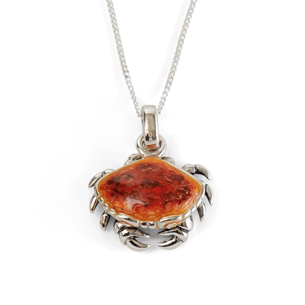 Saturno Silver & Enamelled Crab Pendant