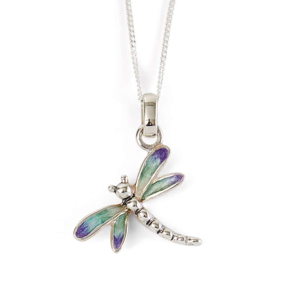 Saturno Silver & Enamelled Dragonfly Pendant