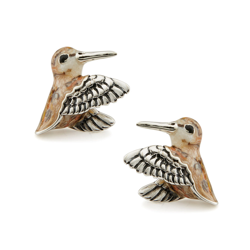 Saturno Silver & Enamelled Woodcock Cufflinks